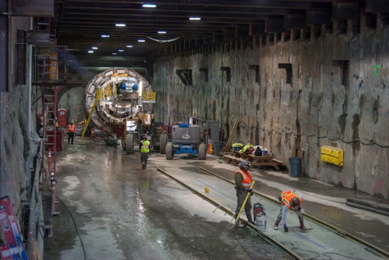 TBM in Launch Box under roadway and freeway ramp