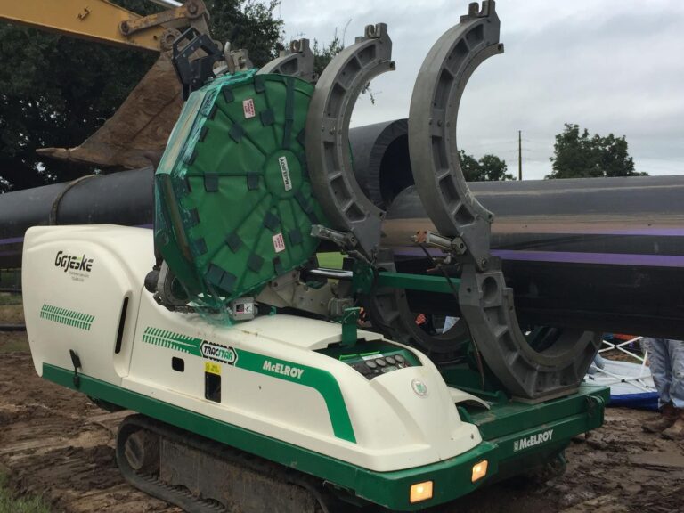 HDPE Pipe Fusing Set-Up for HDD installation reclaimed water system Austin, TX