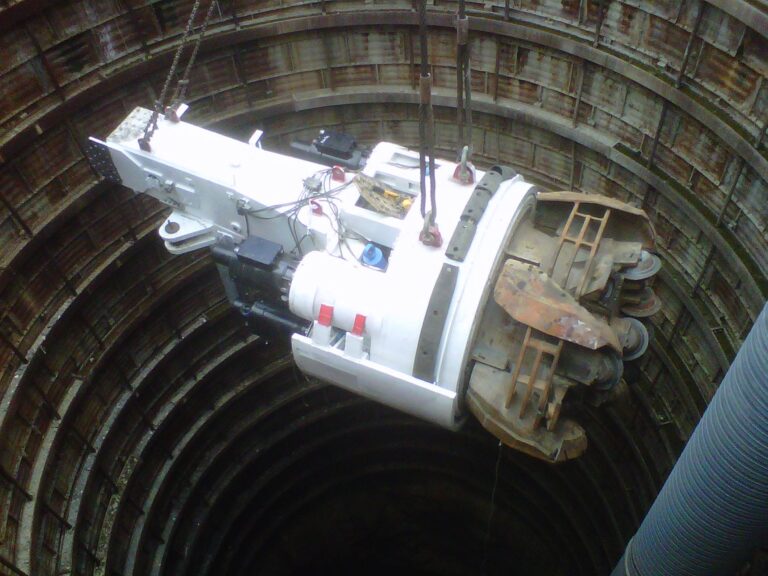 Robbins TBM being lowered into shaft