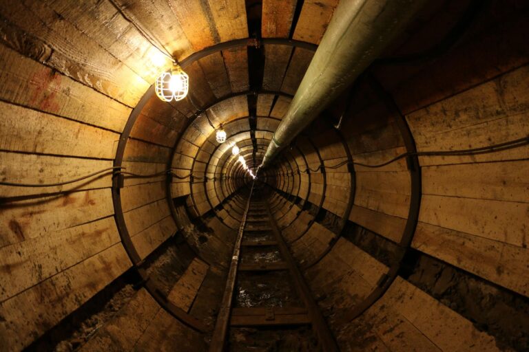 Steel sets and timber lagging support, South Platte Interceptor Tunnel