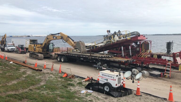 HDD Rig St. Andrew Bay, Panama City, FL to install new 24-inch diameter water main